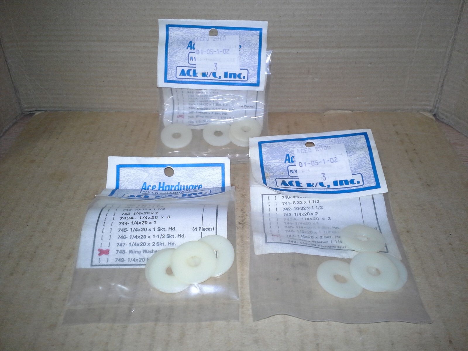 3PK. ACE RC Hardware #748 Wing Washer. NOS
