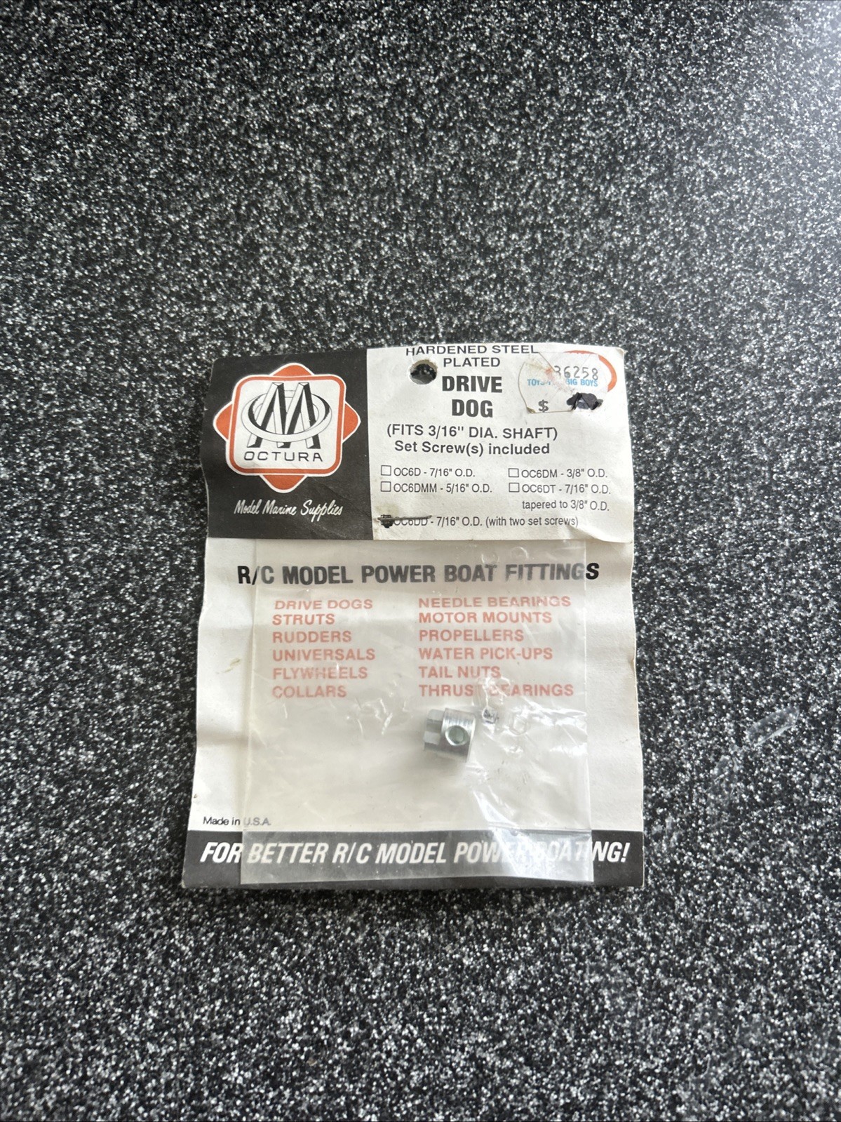 OCTURA MARINE PROPELLER DRIVE DOG OC6D 7/16 O.D. FOR 3/ 16 Bulletin Prop Nut