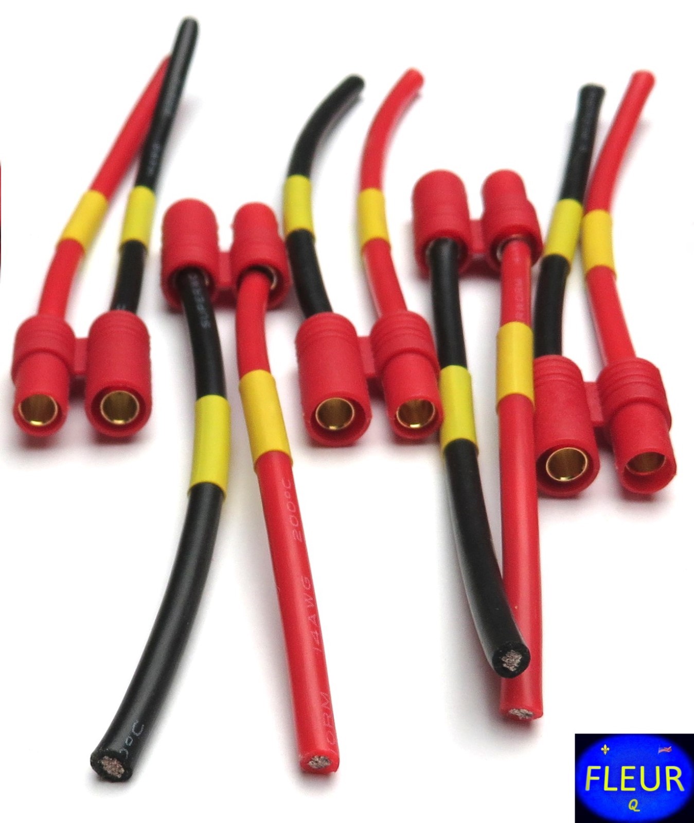 5 Pack HXT 3.5MM Banana Pig Tail with 14 AWG Different Wire 1.5″ to 6″ Length