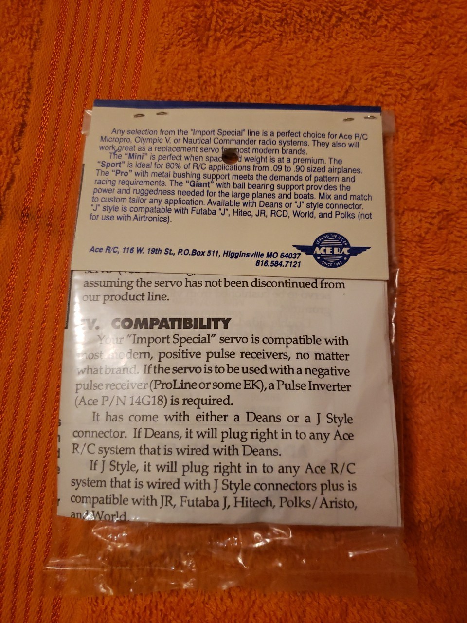 ACE Servos – Micro 380 Dean Connector 30 Oz-in Torque Servo – New – JT25