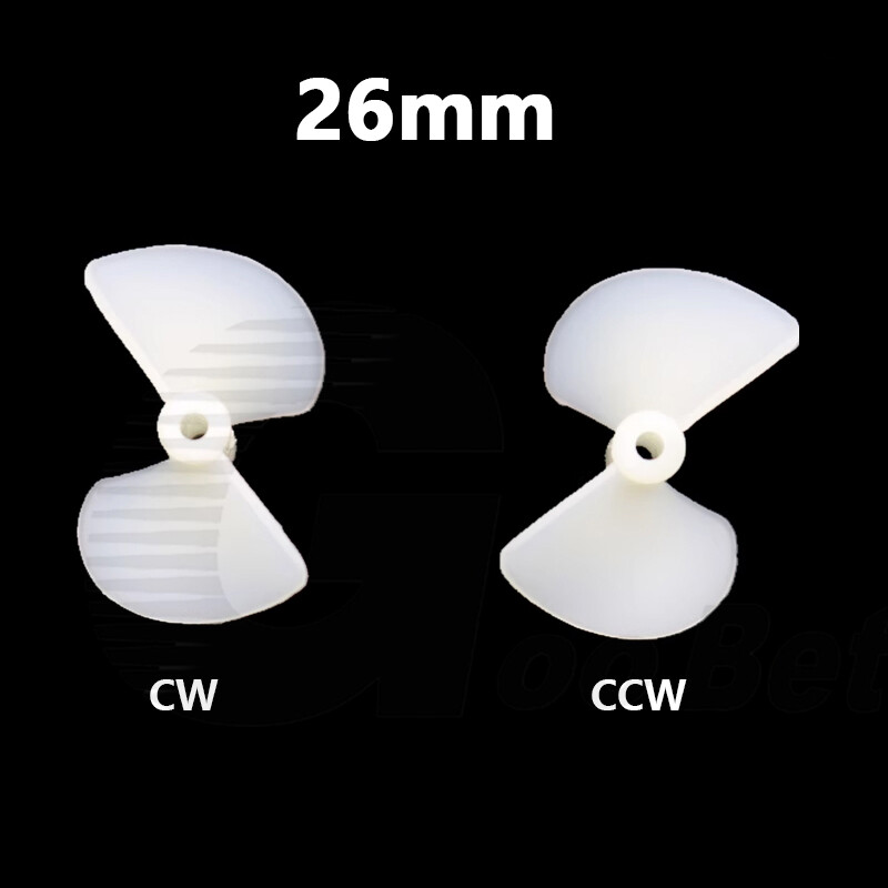 Toy RC Boat 26mm Nylon Propeller Prop 2-Blade CCW CW For 2mm Shaft Motor White