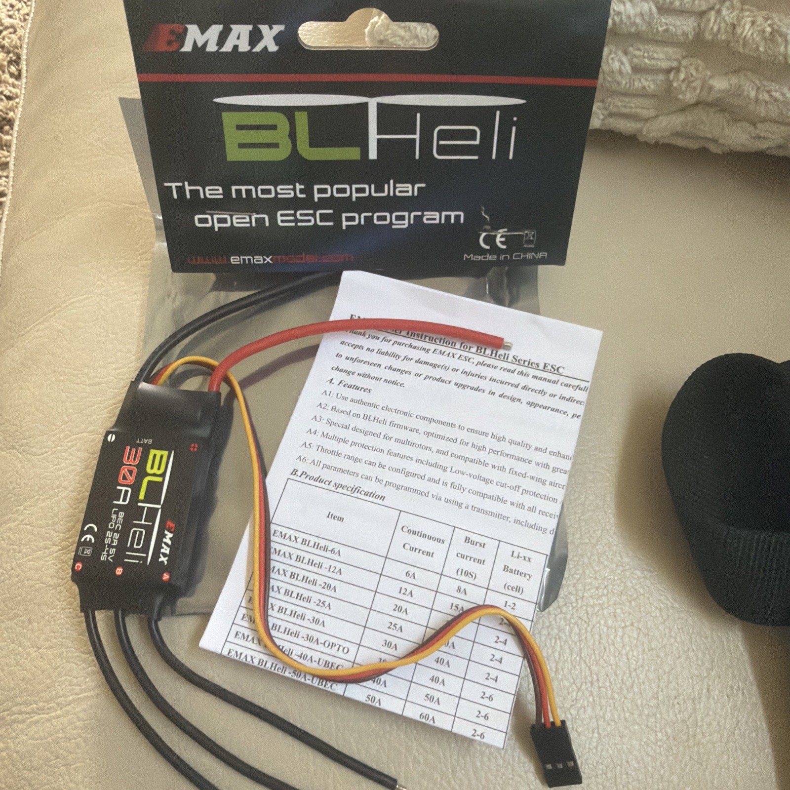 EMAX BLHeli Brushless ESC, 12A-80A Optional 2-6S LiPo RC Drone Firmware (30A)