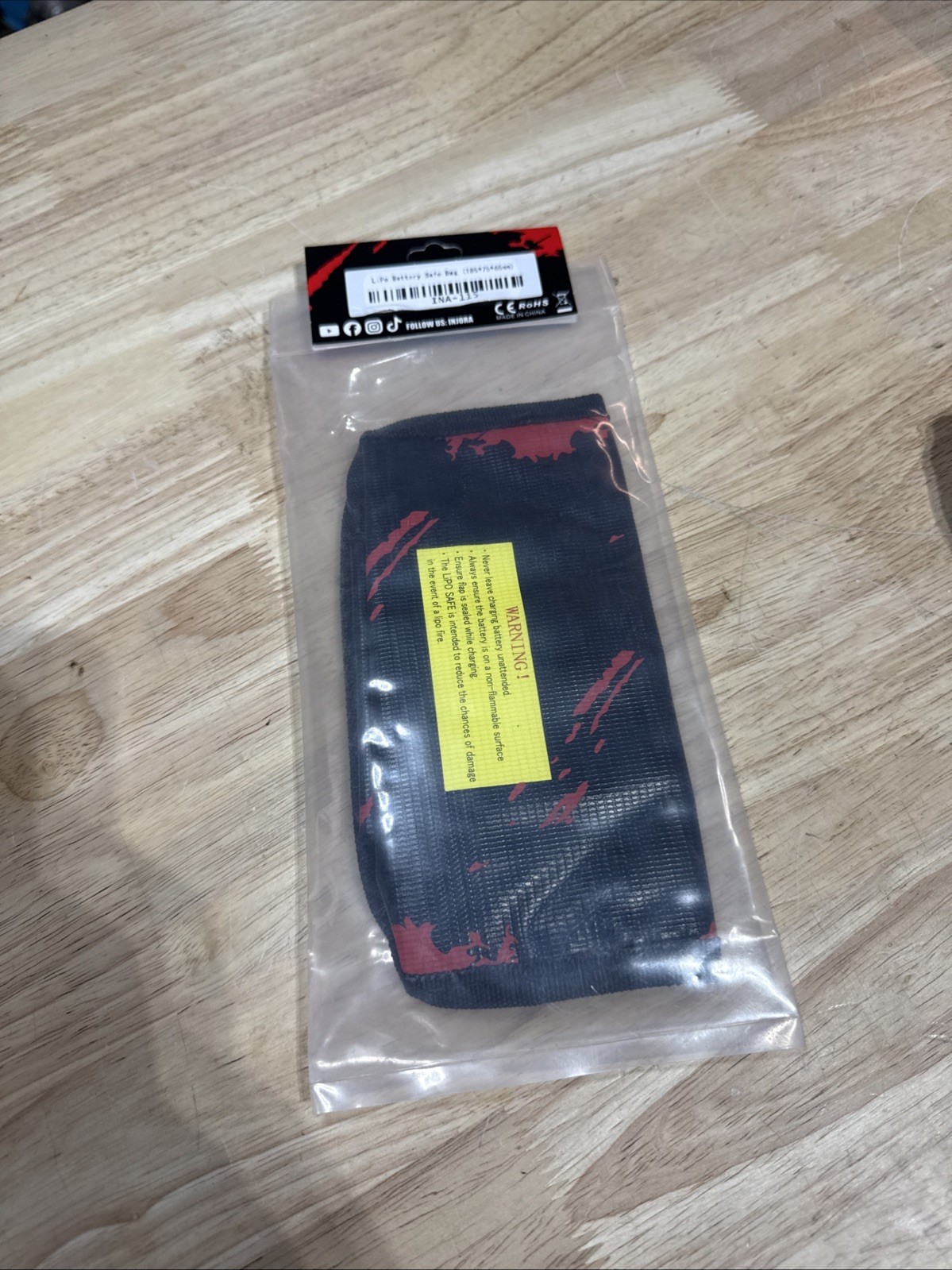 INJORA LiPo Battery Safe Bag Storage Pouch (185*75*65mm)