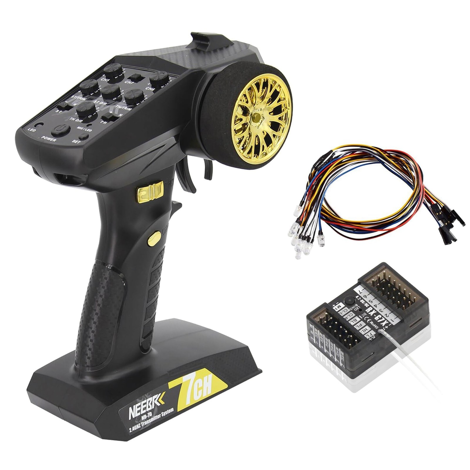 7 Channels RC Transmitter with Receiver Built-in Light Control System and 12L…