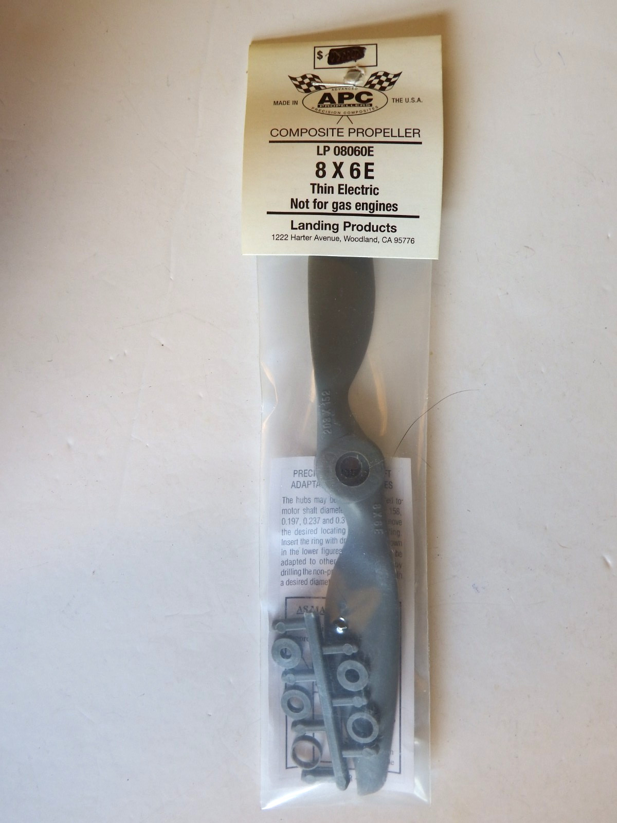 APC – 8 x 6 E COMPOSITE PROPELLER – NOT FOR GAS ENGINES – MODEL #LP 08060E