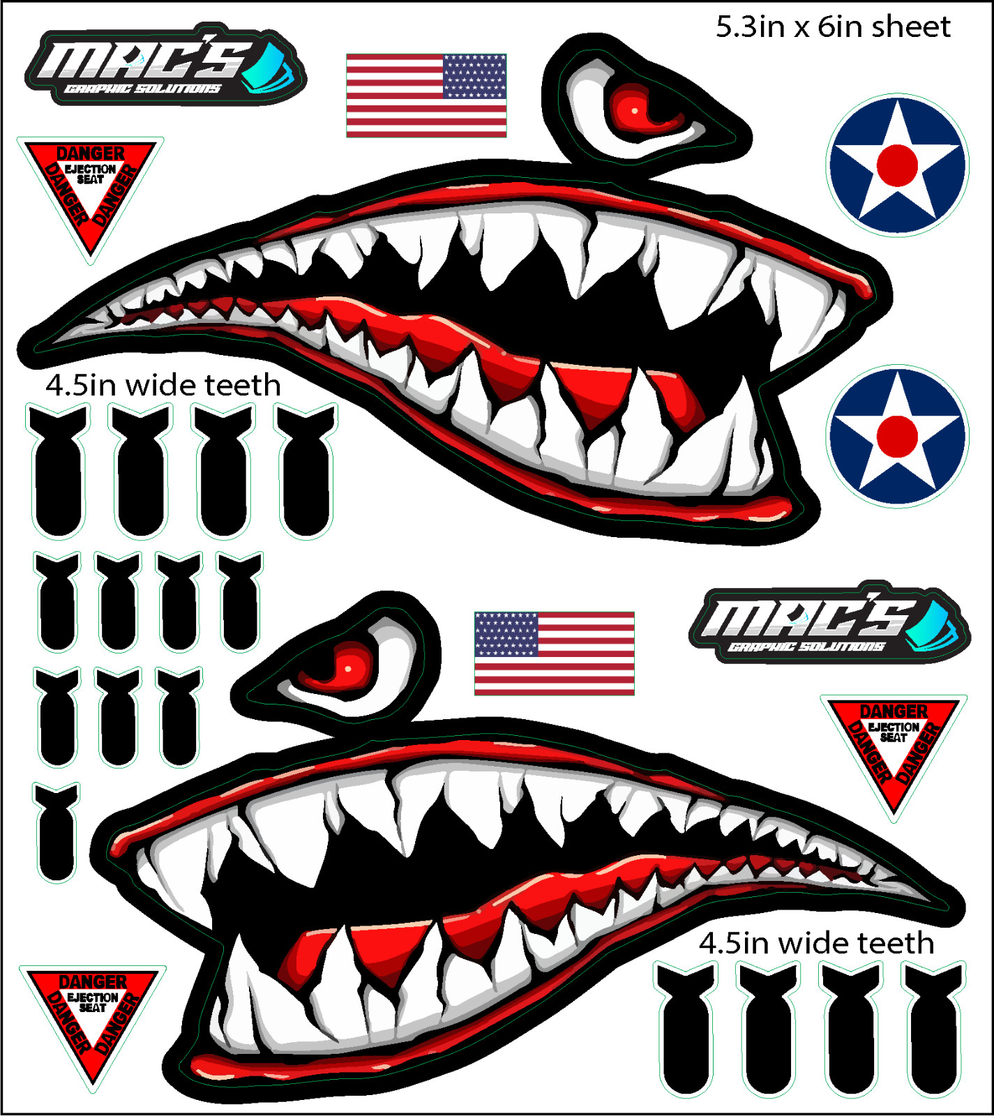 1/10 scale shark teeth RC sticker kit – Fits Traxxas TRX4. SCX, Drift, Arrma +