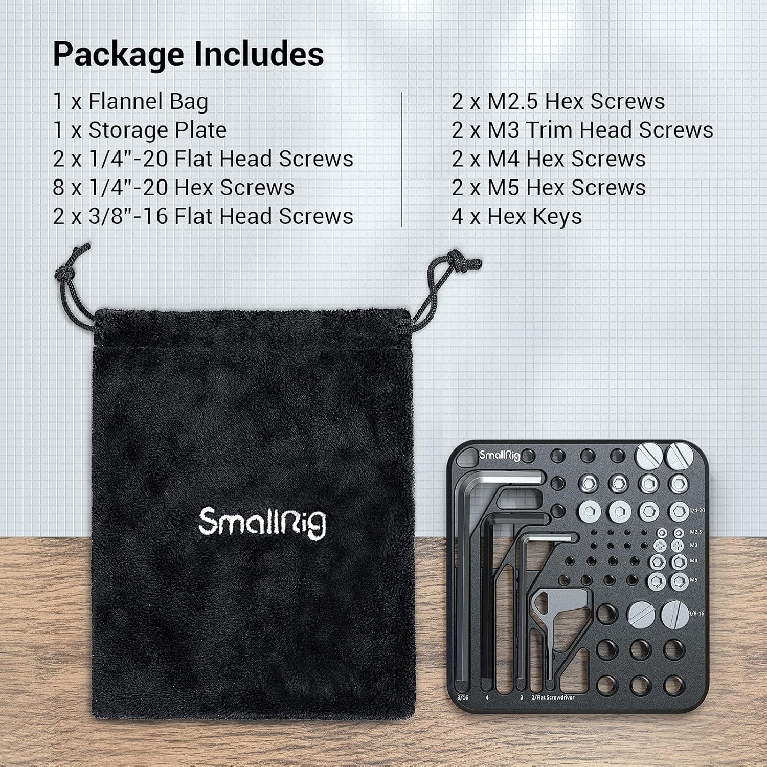 Multi-Size Screw Kit with Hex Keys, Ideal for Photography and Equipment Mounting