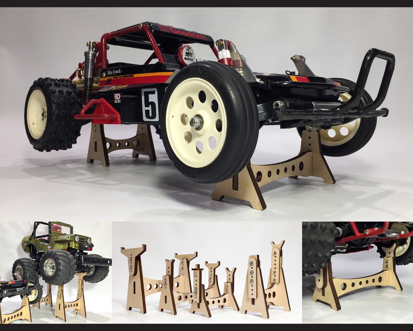 Universal RC Car Tire Saver Display Stands Custom Fit Lift Tamiya Kyosho & MORE!