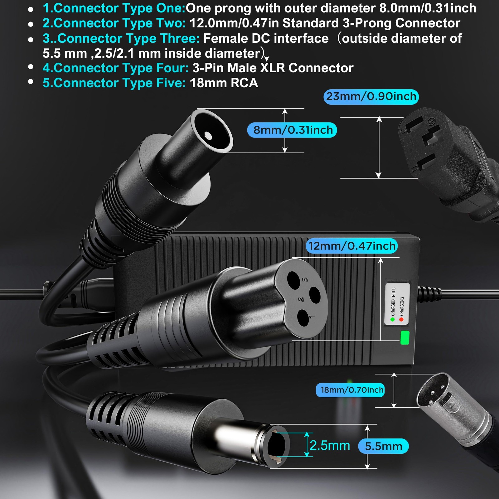 EVAPLUS 5 in 1 Plugs 54.6V Fast Charger, Universal for 48V 13S Lithium…