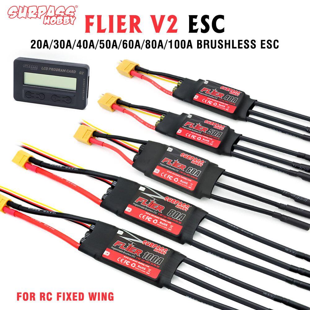 SURPASS HOBBY RC Brushless ESC 20-100A Switchable BEC for RC Fixed-wing Airplane