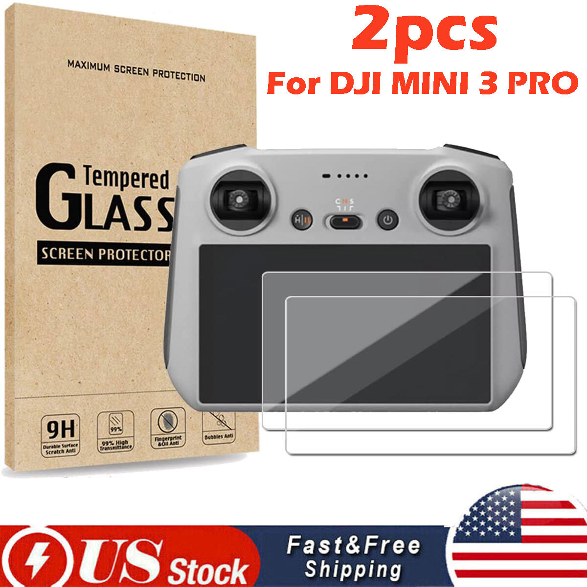 2Pcs Tempered Glass HD Screen Protector for DJI Mini 3 Pro RC Remote Control acc