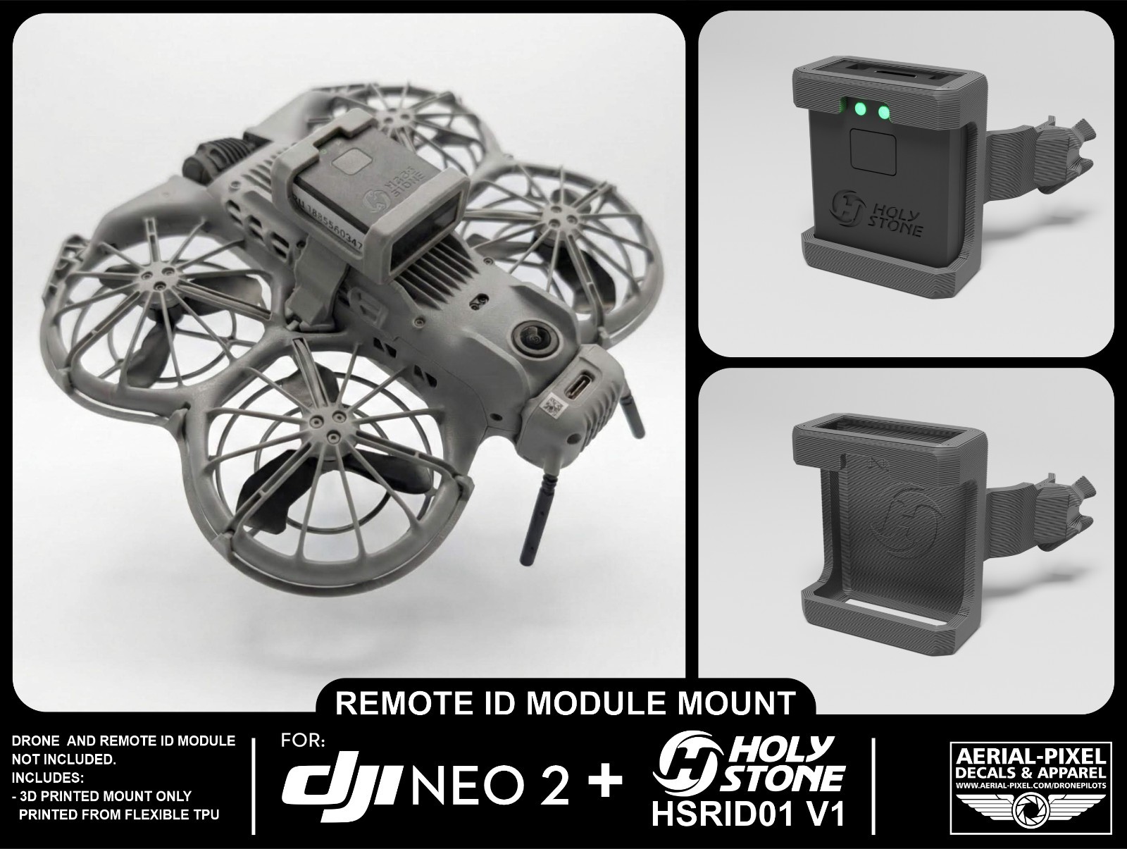 DJI Neo 2 Remote ID Mount for Holy Stone, Ruko, Potensic, DroneTag and More!