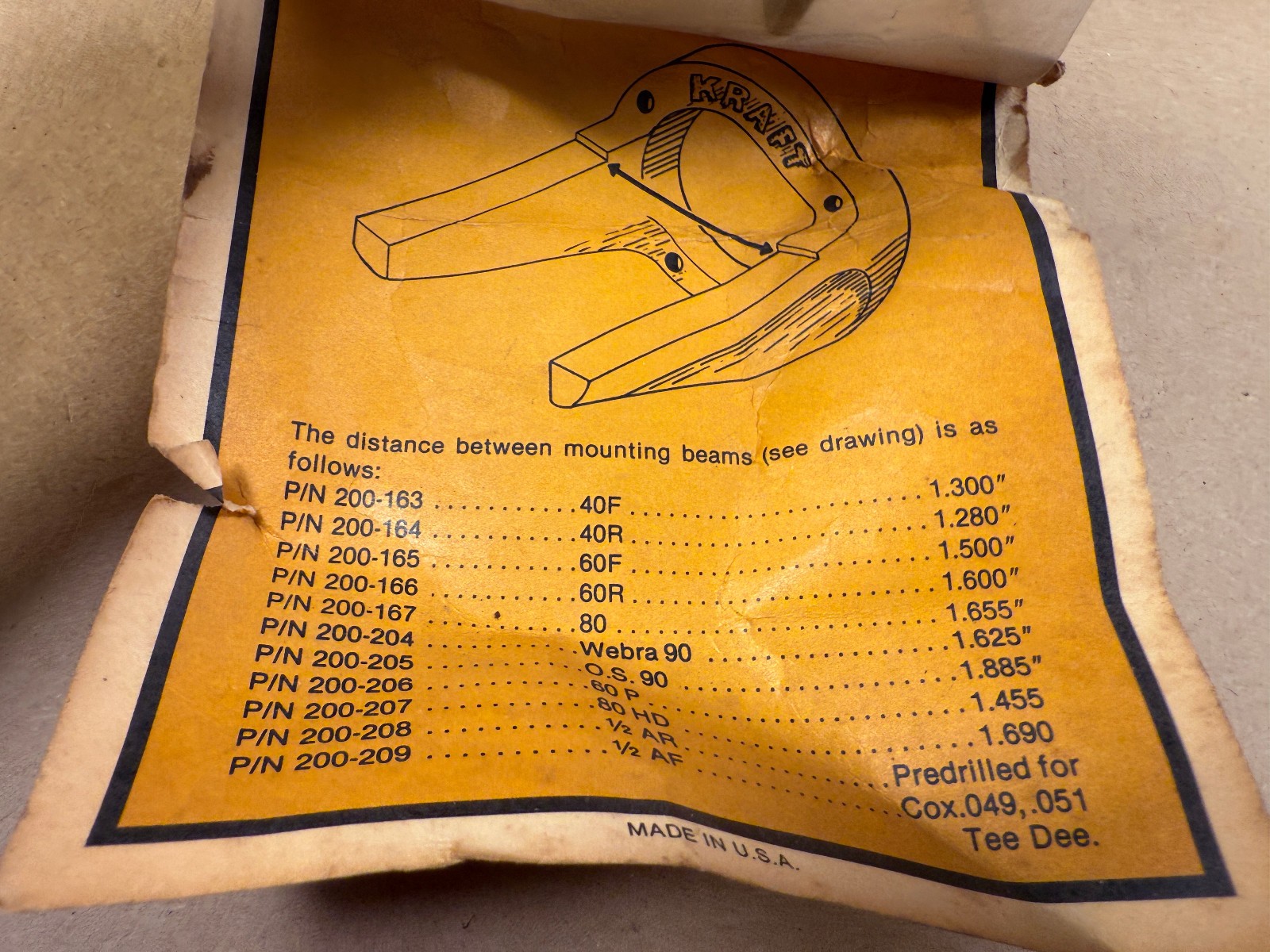 NOS Vintage Kraft Aluminum Engine Mount 60P 200-206 – 1.455″ Span