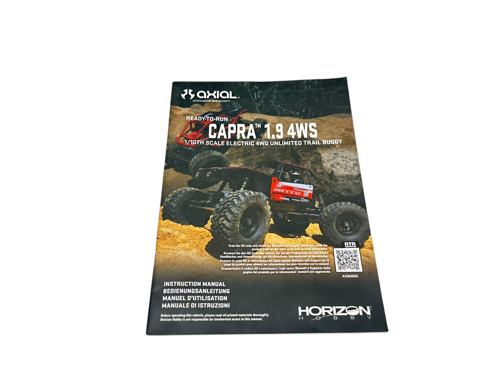 Axial Capra 1/10 1.9 4WS 4WD Unlimited Trail Buggy Rtr Manual Only #13929