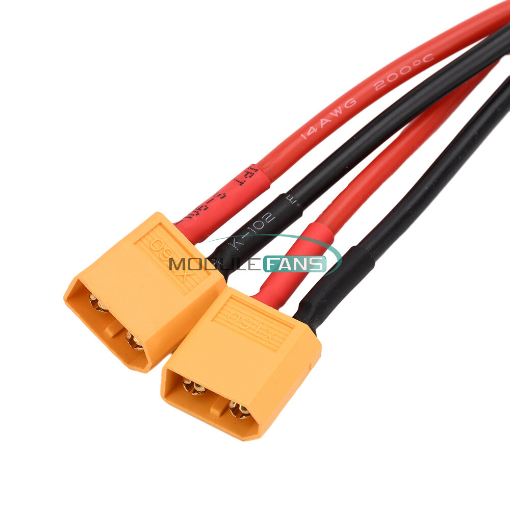 XT60 Male/Female Cable Parallel Battery Connector 4AWG Silicone Wire Y Splitter-