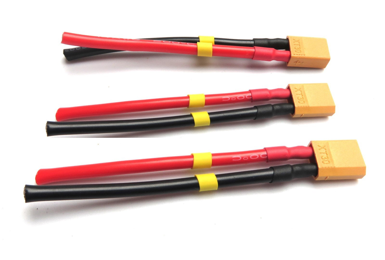 XT30 Male Pig Tail 3″, 6″, 12″ Wire Gauge 18, 16, 14 AWG