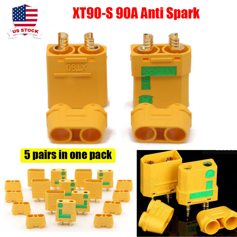5 pairs XT90-S 90A Anti Spark 4.5mm Connector Plug Upgrade XT90 XT90S