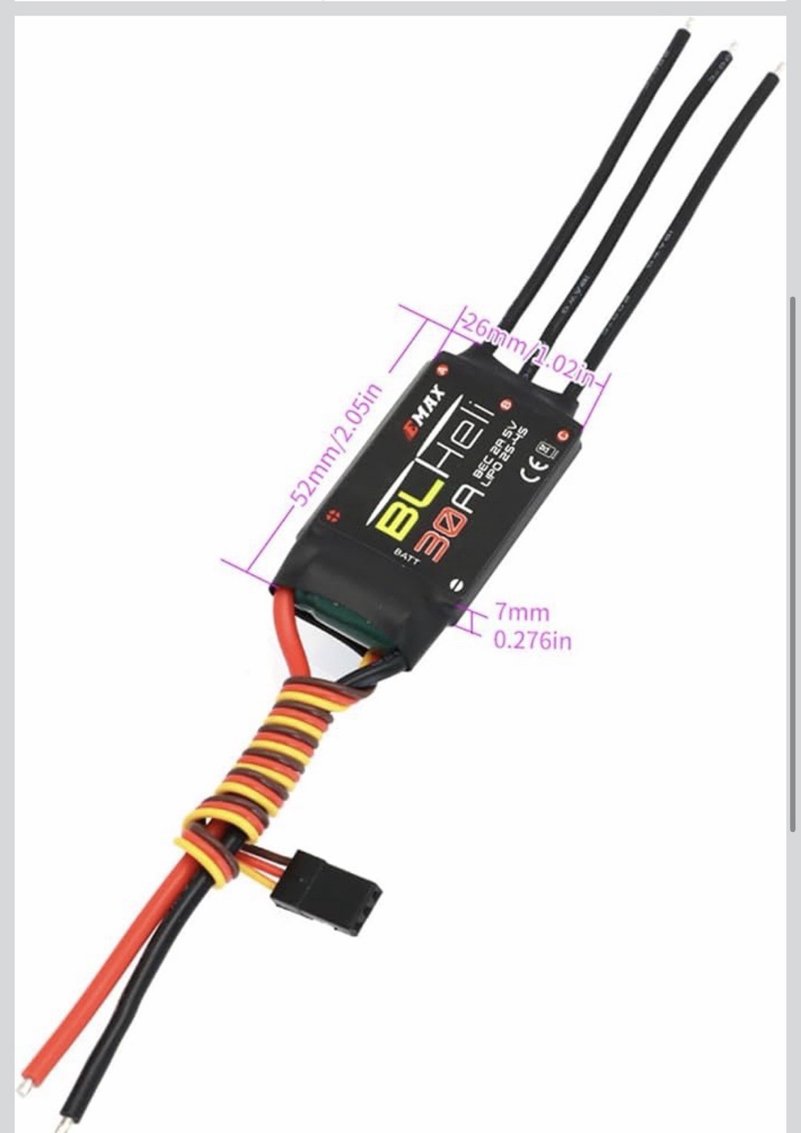 EMAX BLHeli Brushless ESC, 12A-80A Optional 2-6S LiPo RC Drone Firmware (30A)