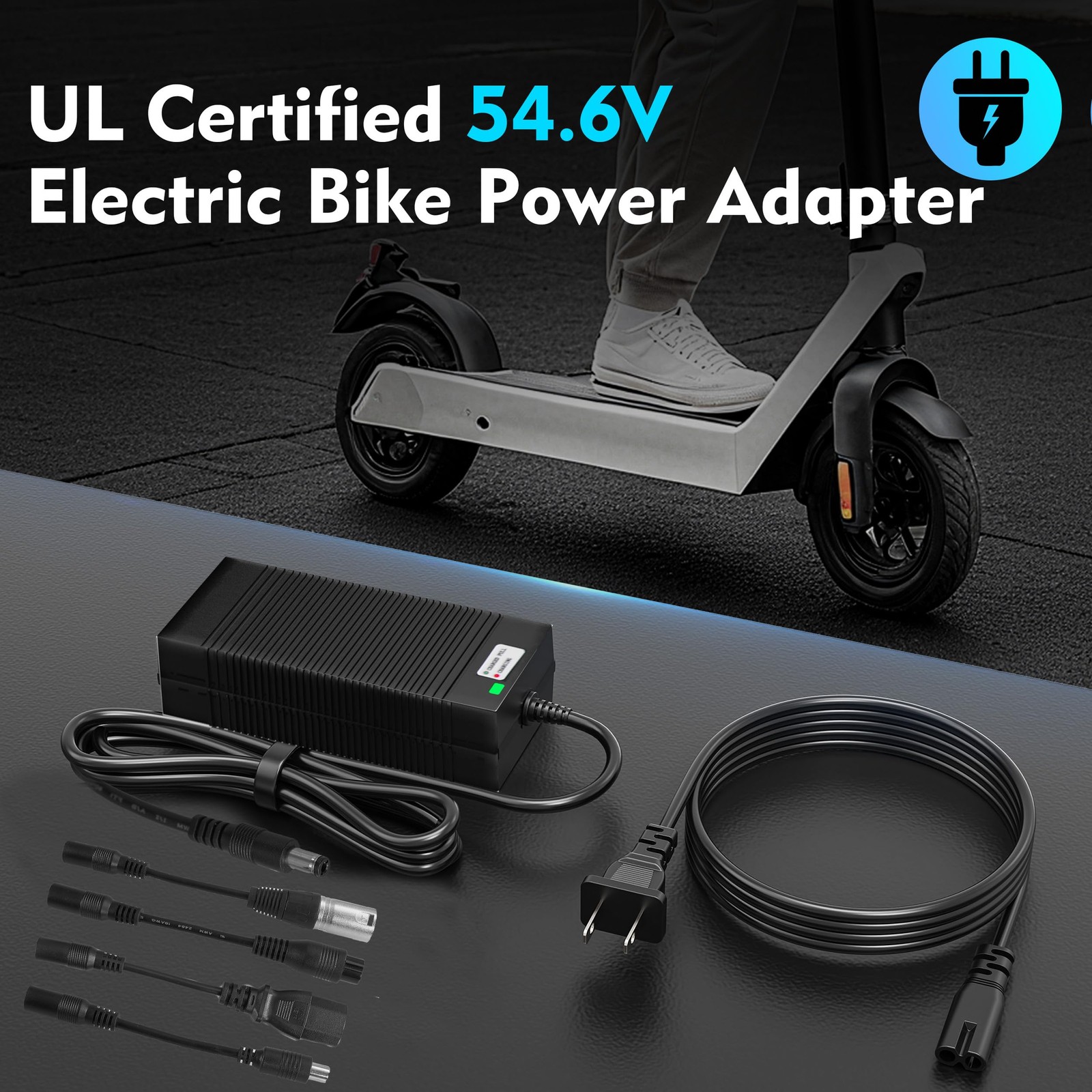 EVAPLUS 5 in 1 Plugs 54.6V Fast Charger, Universal for 48V 13S Lithium…