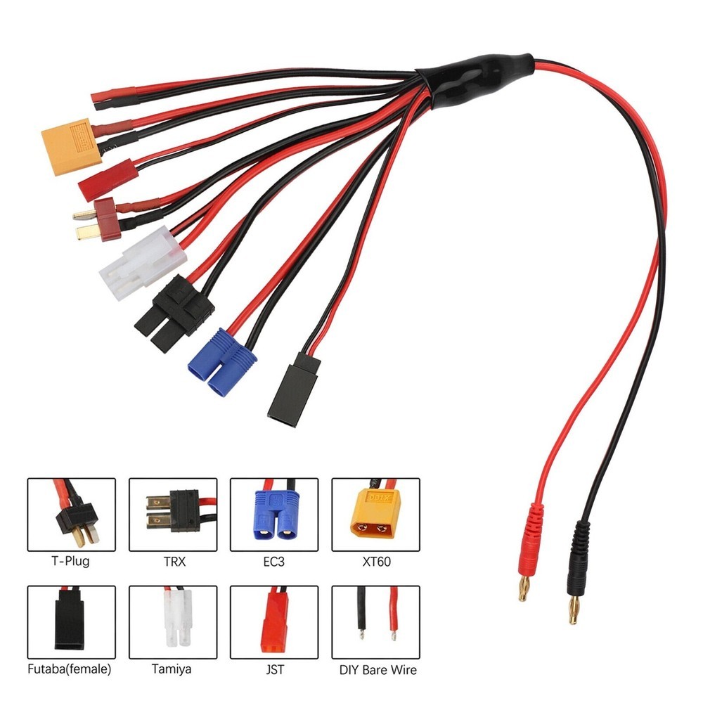 8 in 1 RC Lipo Battery Charger Adapter Connector Splitter Wire Convert Cable USA