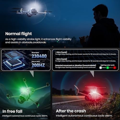 Drone Strobe Light & Alarm Buzzer – Rechargeable LED 120dB for Night Flying, Fit