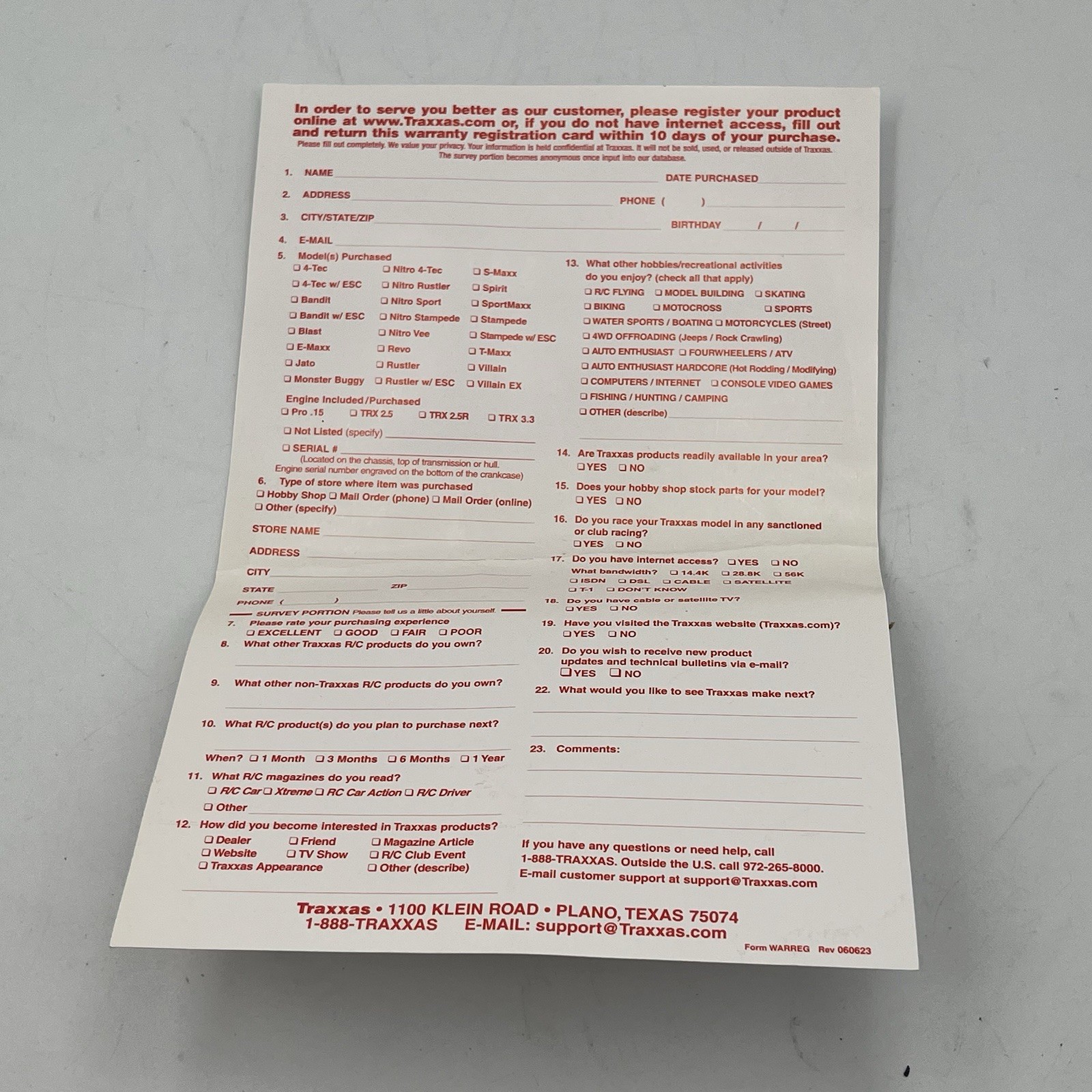 Traxxas Villain EX 1502 Owners Manual Plus Paper Work