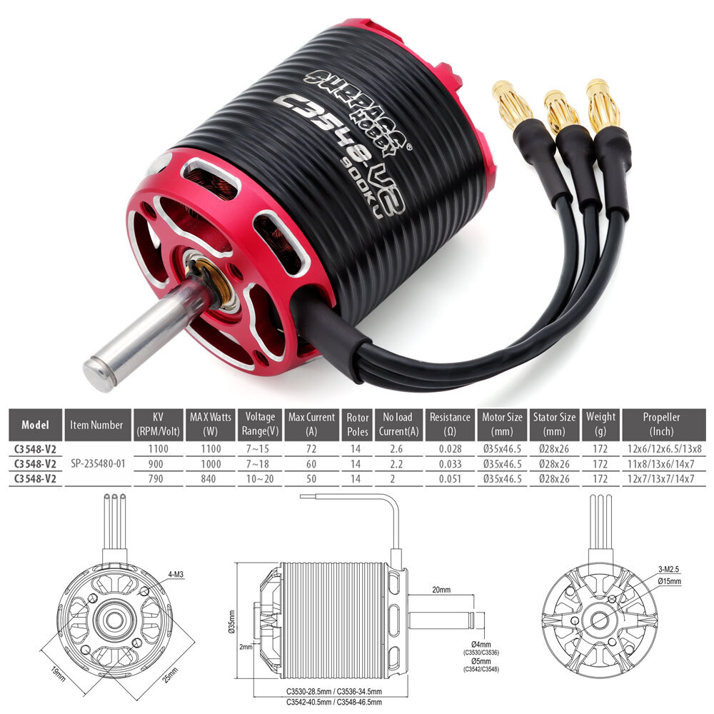 SURPASS HOBBY 900-1700KV Brushless Motor 40-60A ESC for RC Fixed Wing Air Plane