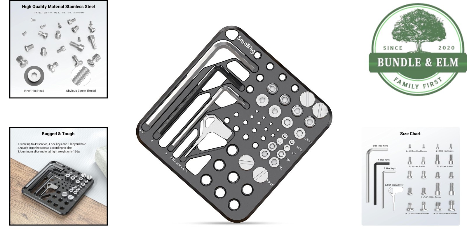 Multi-Size Screw Kit with Hex Keys, Ideal for Photography and Equipment Mounting