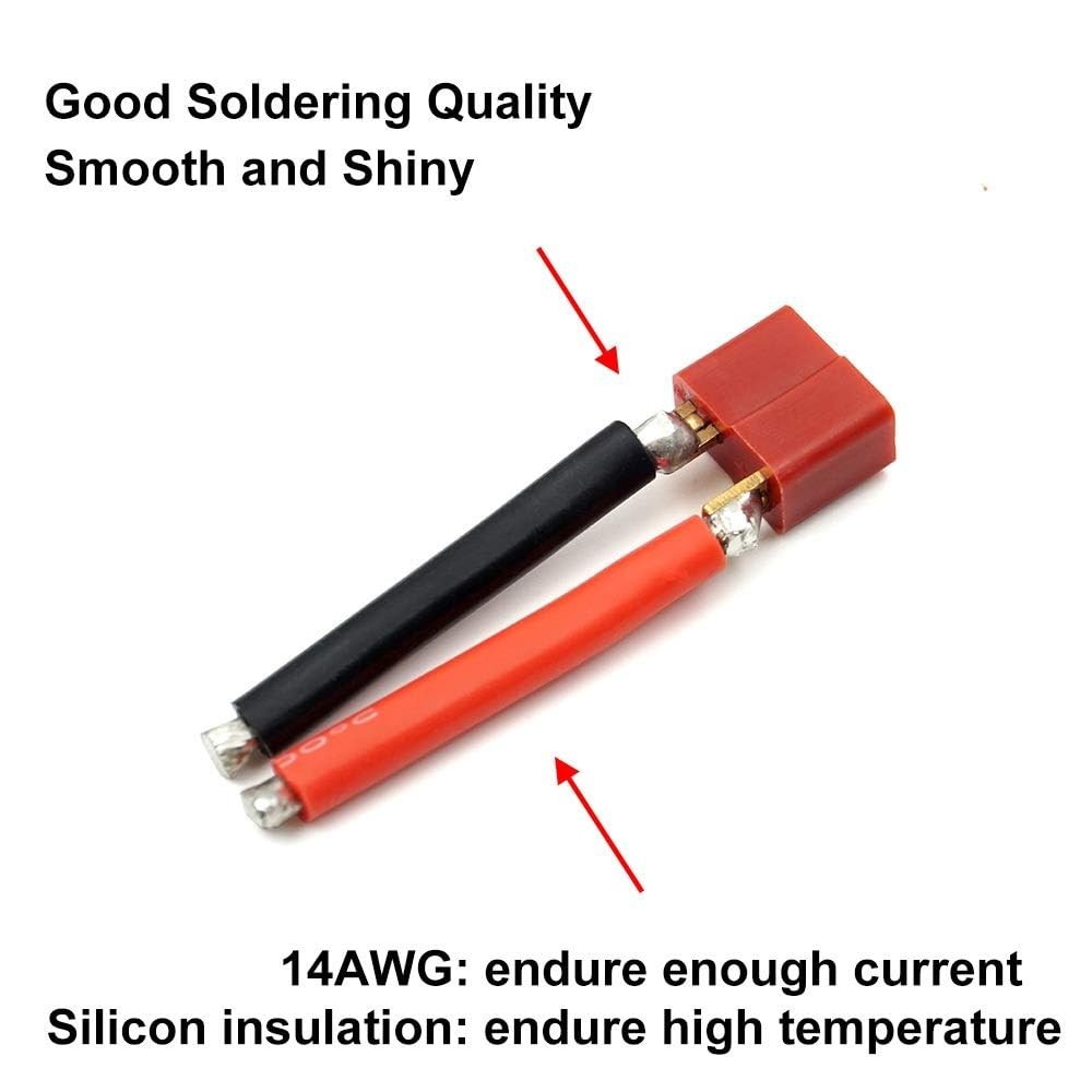 5 Pairs T Plug Connectors with 14AWG Silicone Wire – Ideal for Drones