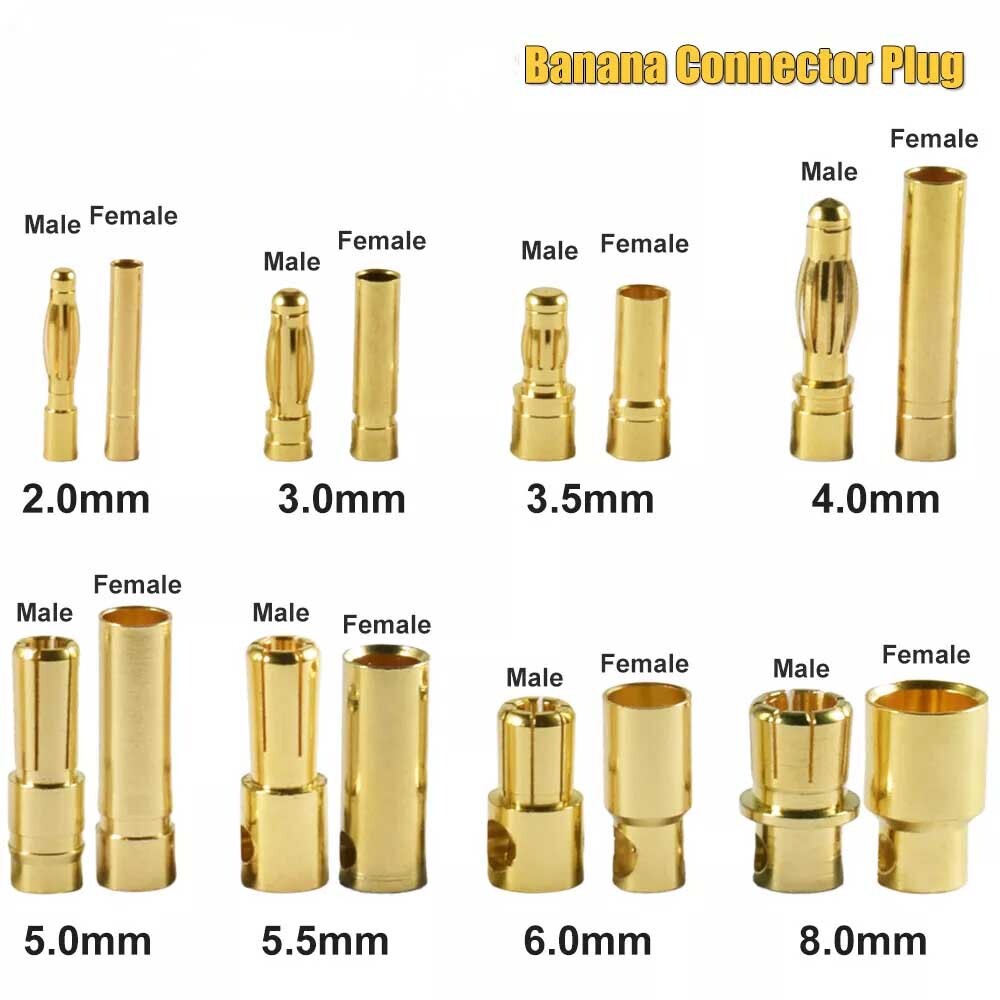 20pair RC Bullet Connector 2/3/3.5/4.0/5/5.5/6/8mm Male Female Banana Plug USA