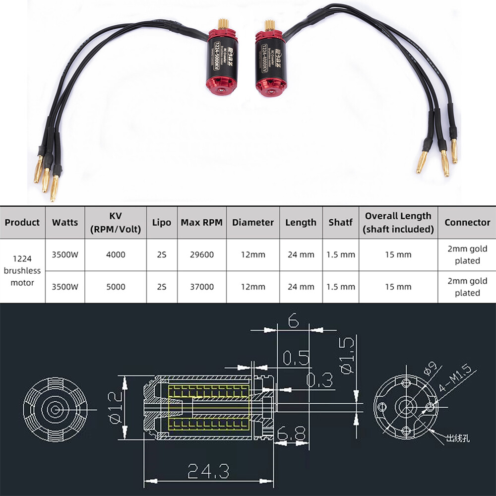 9IMOD 1224 1621 2204 Motor 30A ESC Brushless Combo For RC 1/18 1/24 Crawler Car