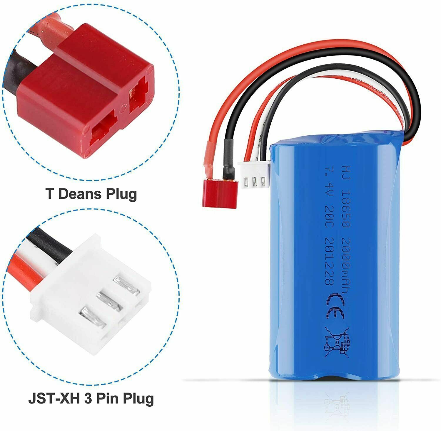 2000mAh 7.4V Li-ion Battery T Plug Battery Charger for RC Truck Buggy Off Road