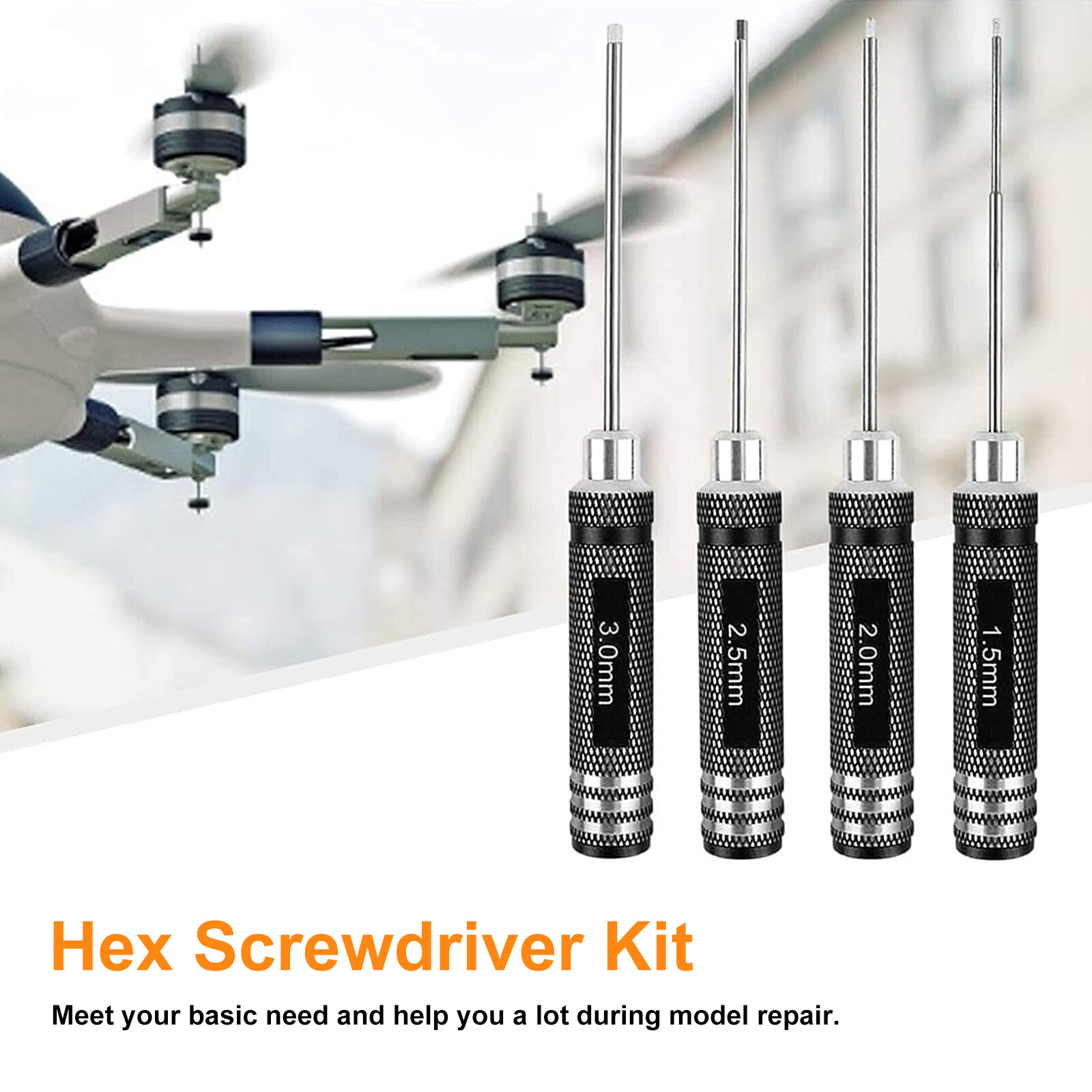 4Pcs Hex Screwdriver Set RC Tools Kit 1.5/2.0/2.5/3.0 mm for RC Helicopter Boat