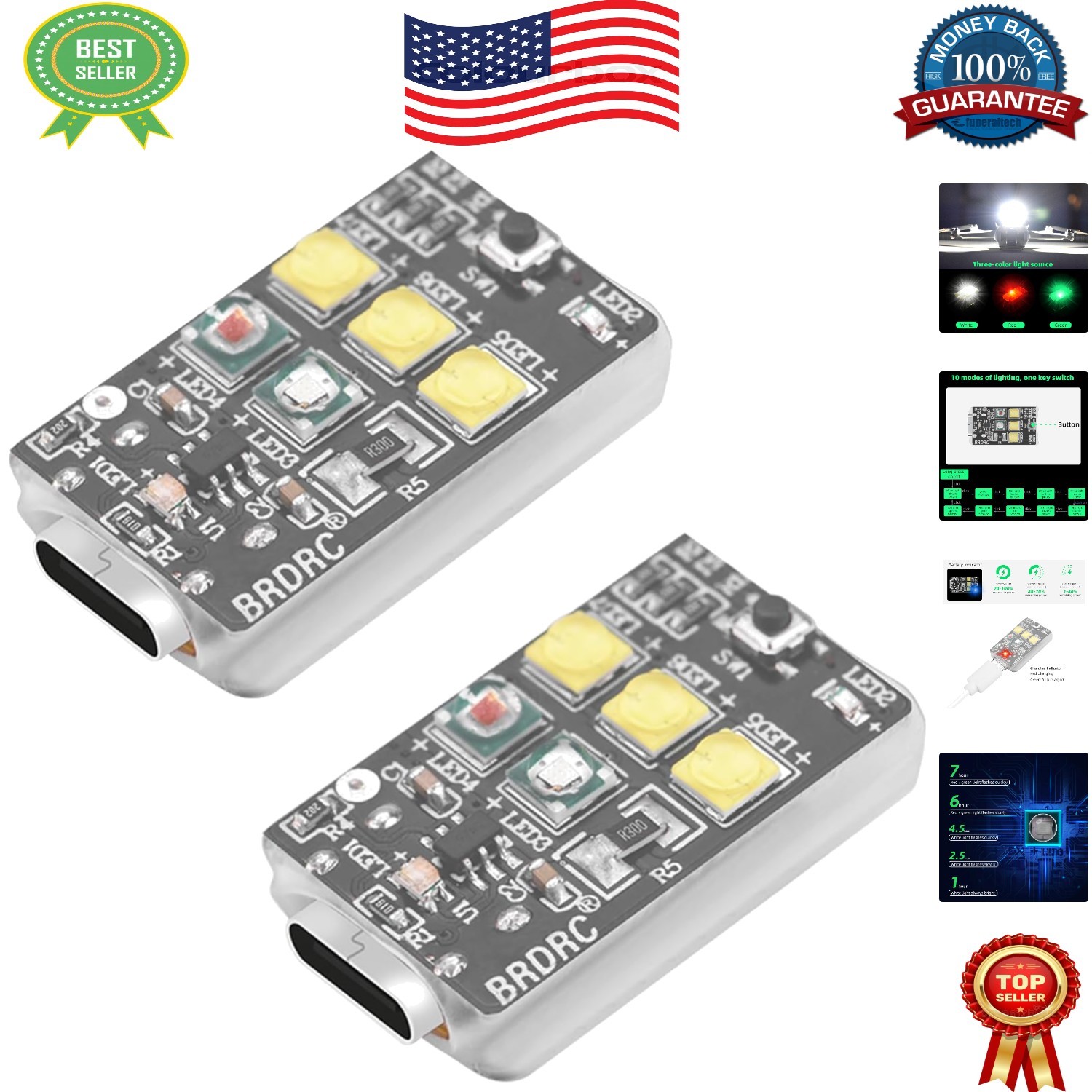 Ultra-Bright 2PCS Drone Strobe Light with Anti-Collision LED – Night Visibility