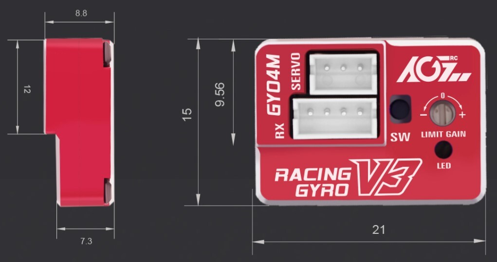 AGFRC GY04M Drift/Racing Gyro for Mini RC Cars Mini Z