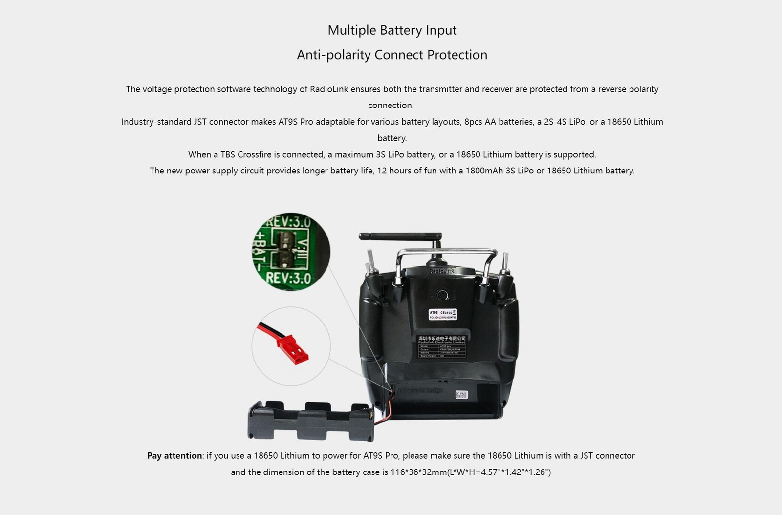 RadioLink AT9S Pro 12 Fully-proportional Channels Transmitter with receive