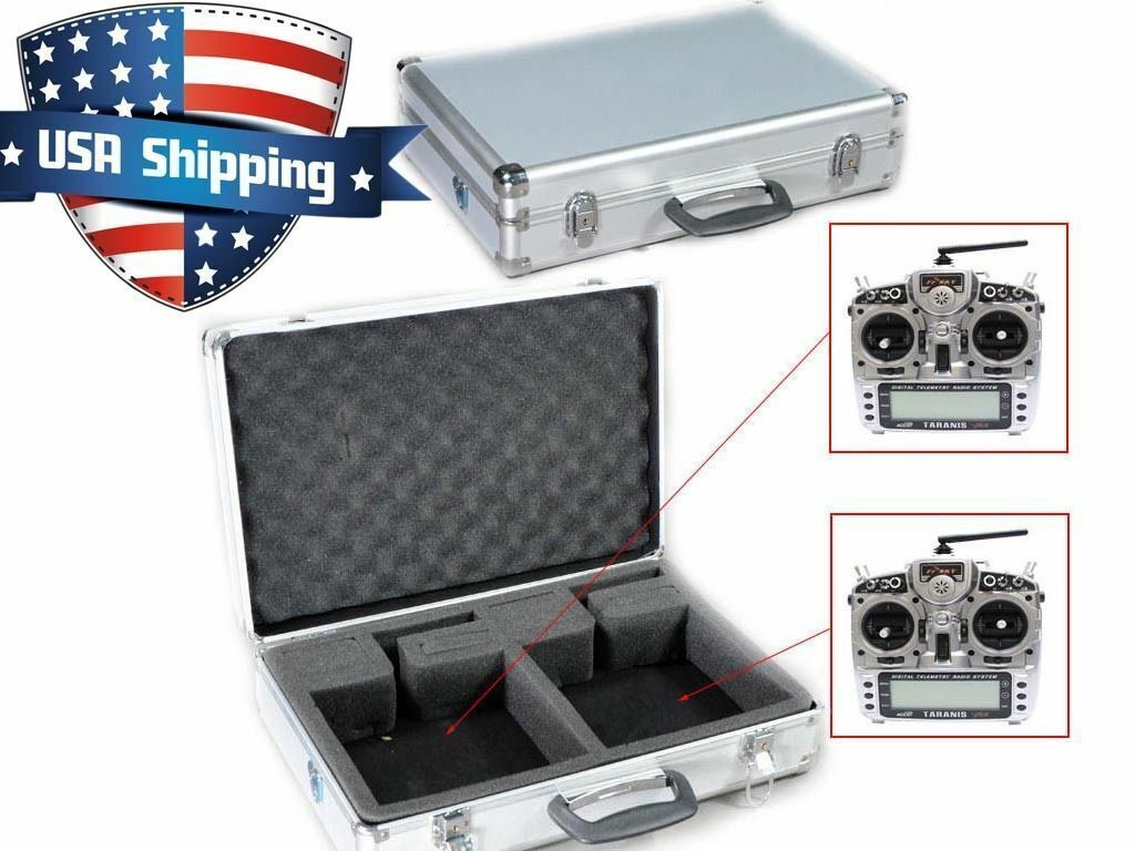 Aluminum Double/Twin RC Transmitter TX Case for Futaba JR Spektrum Hitec Frsky