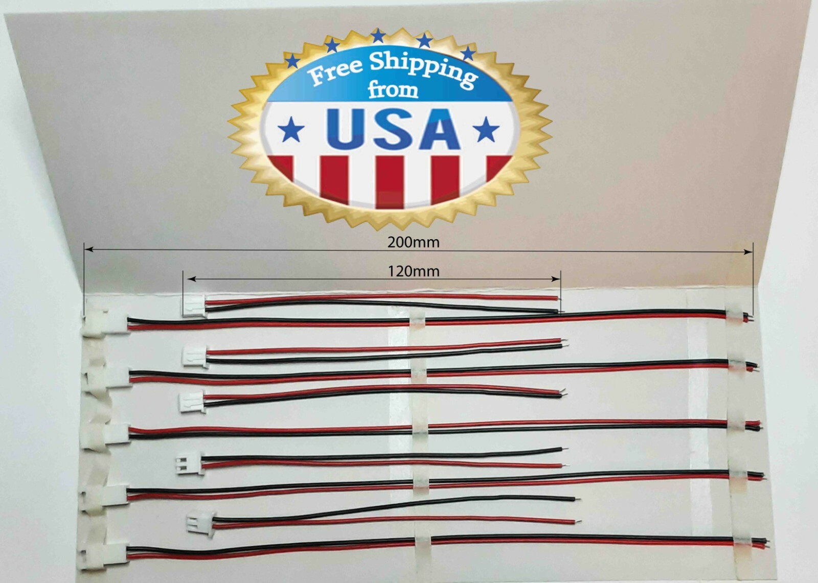 CRIMPED! 5 pairs Mini JST 2.54 XH 2-Pin, 5 MALE+5 FEMALE Connect & 200mm Cable.