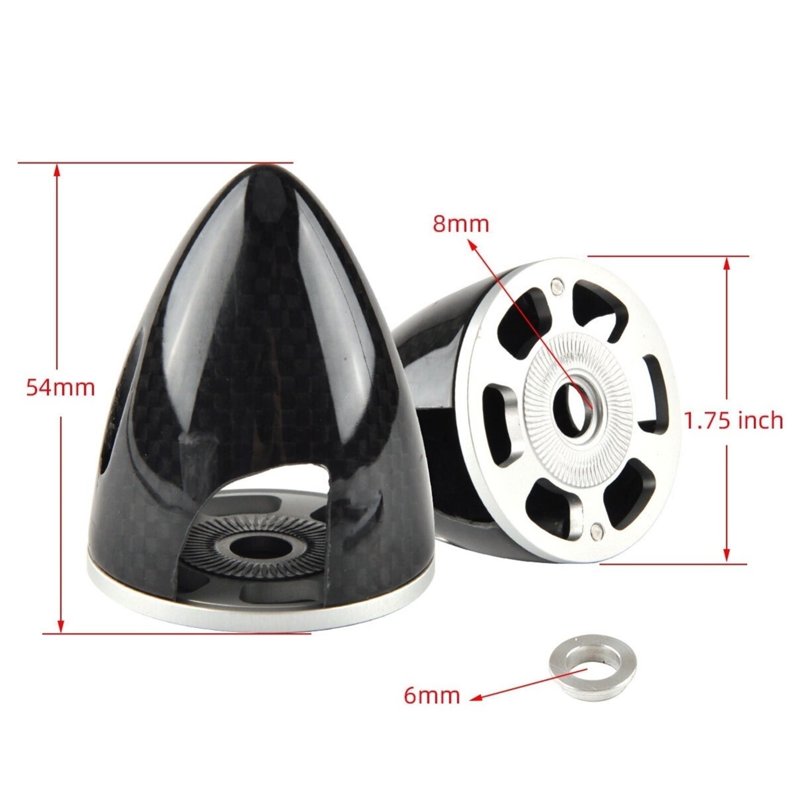 Carbon Fiber Spinner Cone For RC Electric Airplane 2 Blades Propeller Multi-size