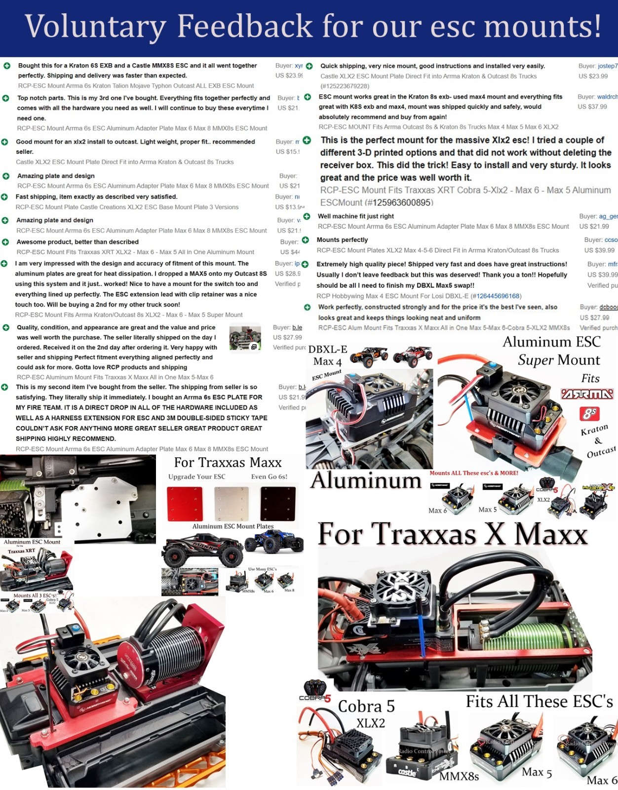 RCP Xtreme Cool ESC Max 5 G1, G2, or G2 Plus 40mm Fan Kits You Supply the Fan