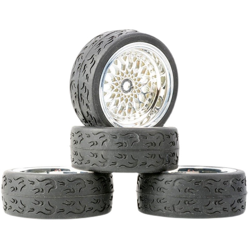 1/10 Onroad Touring Rc Car Wheels Rubber Tires for Tamiya Kyosho TT01 TT02 FW06