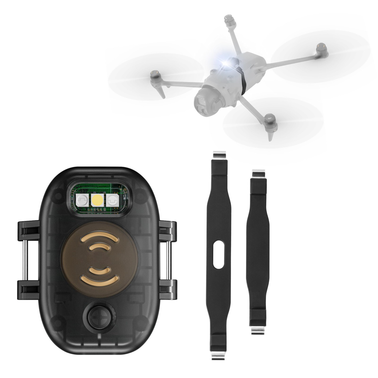 Drone Strobe Light & Alarm Buzzer – Rechargeable LED 120dB for Night Flying, Fit