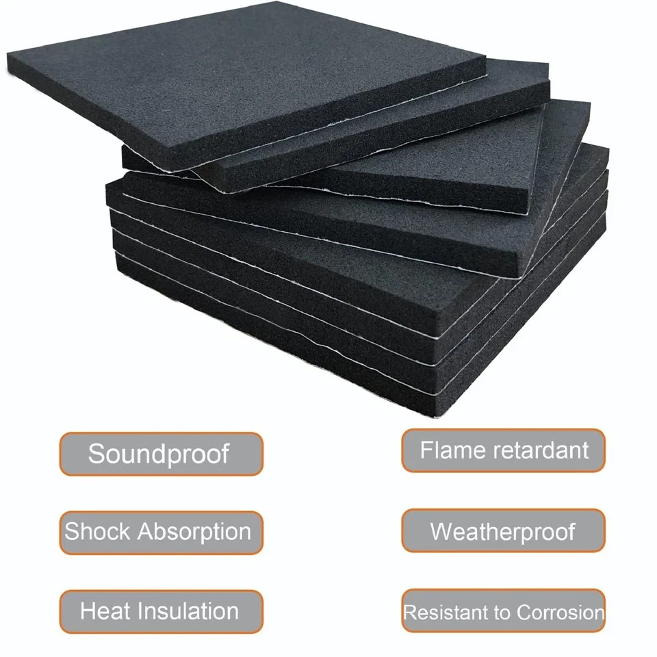 Rubber Adhesive Pads, 4 Pcs Closed Cell Foam Sheet 6 in X6 X 1/4 in, Black