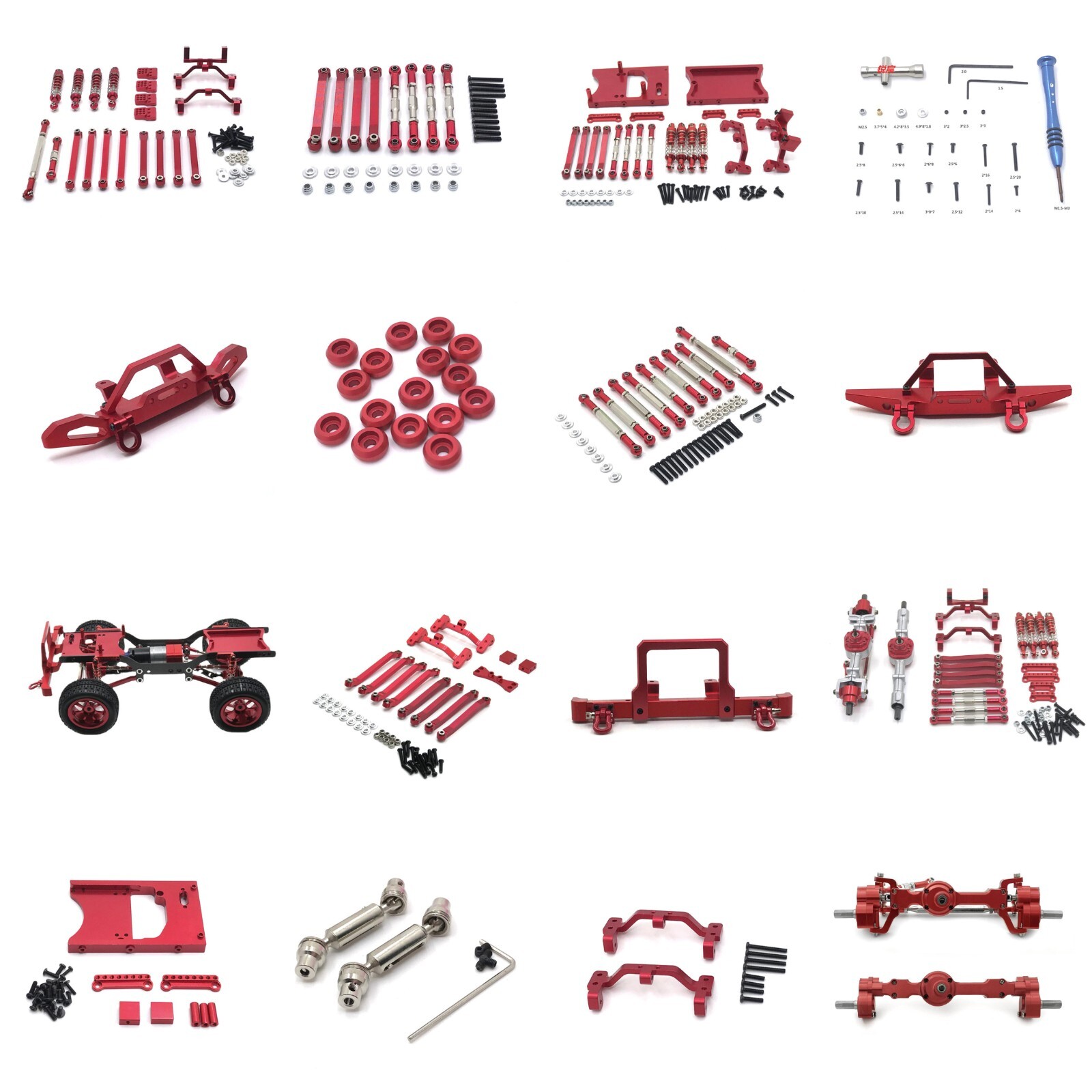 For MN 1/12 D90 D91 D96 MN98 MN99S Rc Crawler car Alloy metal upgrade parts Red