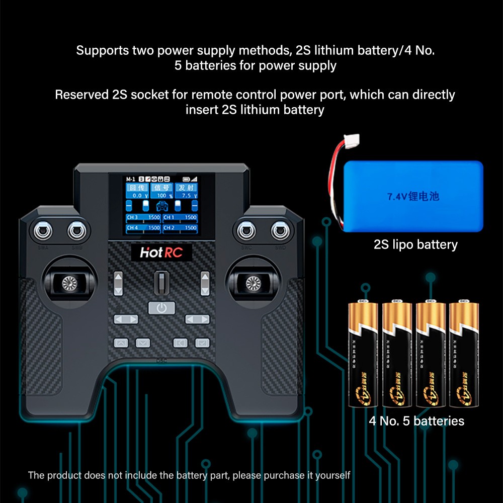 HOTRC HT-8A Transmitter 8CH Cruise Control Gyroscope Controller +F-08A Receiver
