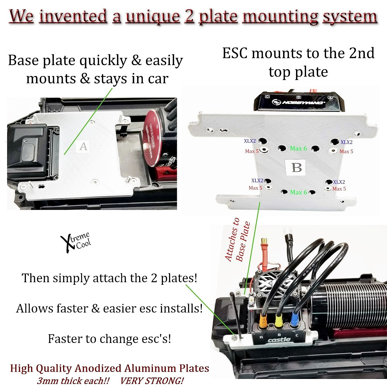 RCP-ESC Mount Fits Traxxas XRT XLX2 – Max 6 – Max 5 Aluminum Mount