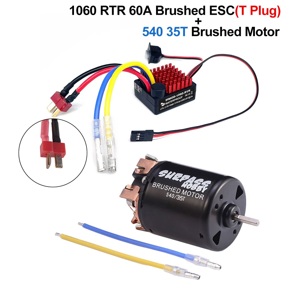 RC 540/550 Brushed Motor 60A ESC Power Combo for 1/10 SCX10 TRX4 TRX6 HPI Cars