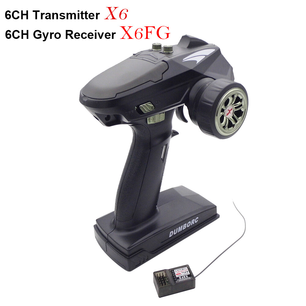 DUMBORC X6 2.4G 6CH Transmitter + X6FG Gyro Receiver for RC Car Boat Marine Tank