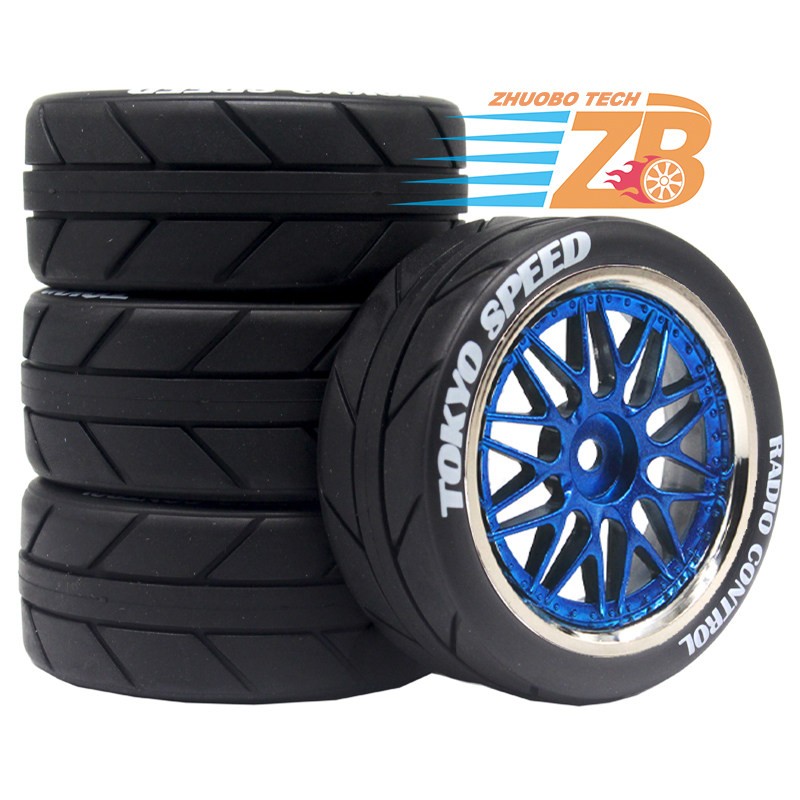 1/10 Rc Car 4PCS Wheels Tires Set For Hpi Rs4 Tamiya tt01e tt02 4tec MST FW06 D4