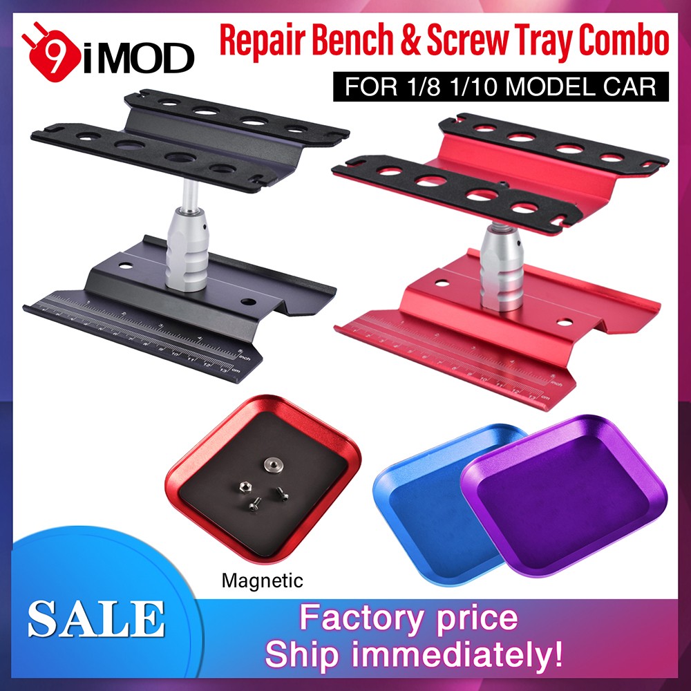 RC Car Work Stand Metal Repair Workstation w/ Magnetic Tray For 1:8 1:10 RC Car